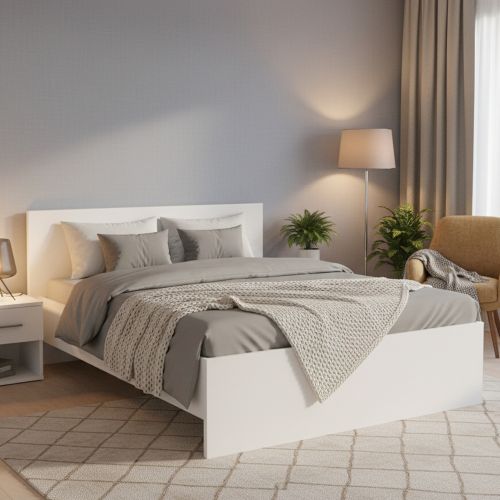 Letto Matrimoniale Bianco Opaco Testiera Dettaglio Geometrico Imbottito, Dimensione Materasso 160x200 cm - Gamalero