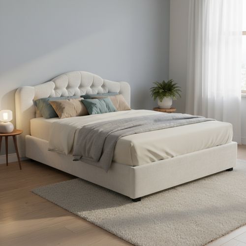 Letto Matrimoniale Bianco Sfoderabile Contenitore, Dimensione Materasso 160x200 cm Made in Italy - Aly