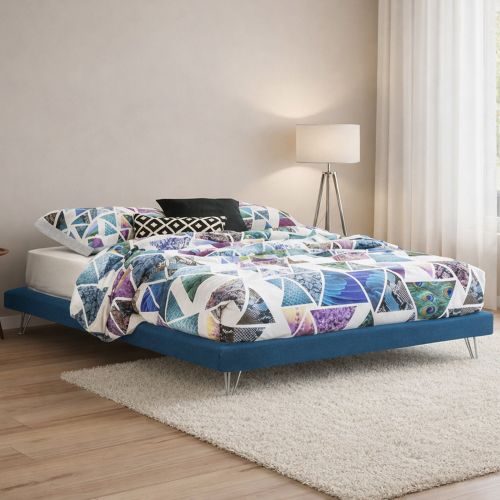 Letto matrimoniale blu 170x205cm sfoderabile - Arbatrax