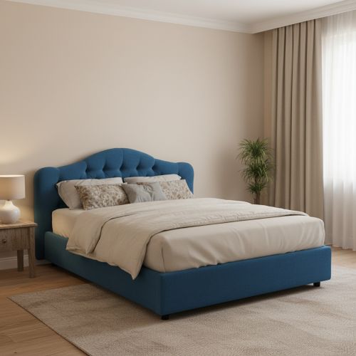 Letto Matrimoniale blu Materasso Incluso Sfoderabile, Contenitore Made in Italy - Alfer
