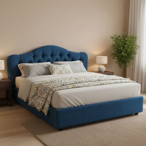 Letto Matrimoniale blu Materasso Incluso Sfoderabile, Contenitore Made in Italy - Allik