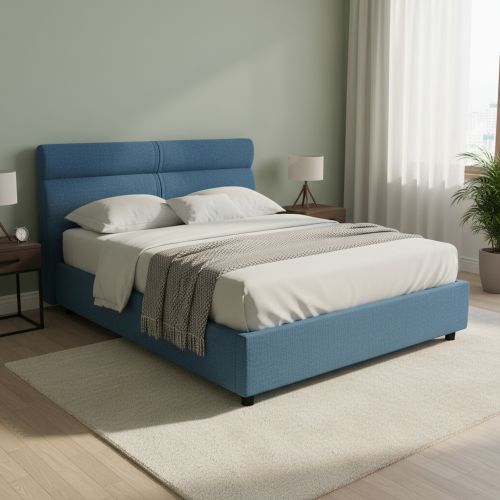 Letto Matrimoniale blu Materasso Incluso Sfoderabile, Contenitore Made in Italy - Briatico