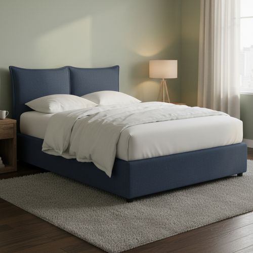 Letto Matrimoniale blu Sfoderabile Contenitore, Dimensione Materasso 160x190 cm - Calcio