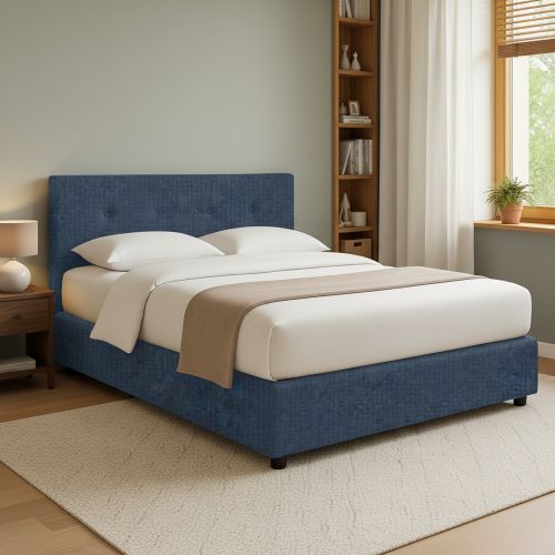 Letto Matrimoniale blu Sfoderabile Contenitore, Dimensione Materasso 160x190 cm - Colere
