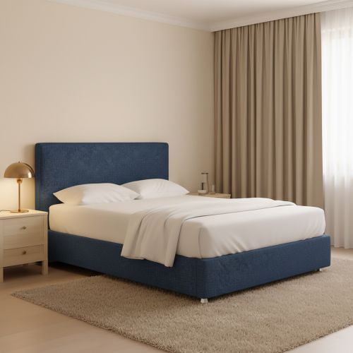 Letto Matrimoniale blu Sfoderabile Contenitore, Dimensione Materasso 160x190 cm - Fasanella