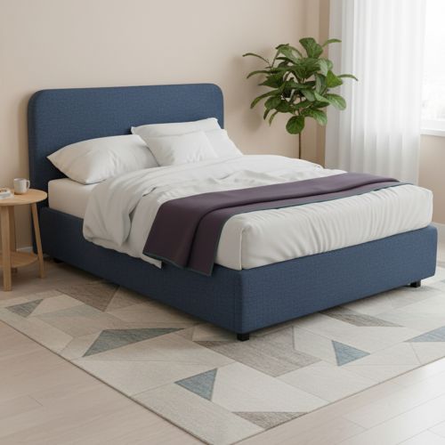 Letto Matrimoniale blu Sfoderabile Contenitore, Dimensione Materasso 160x190 cm - Issime
