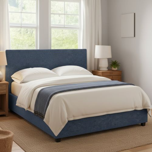 Letto Matrimoniale blu Sfoderabile Contenitore, Dimensione Materasso 160x190 cm - Lioni