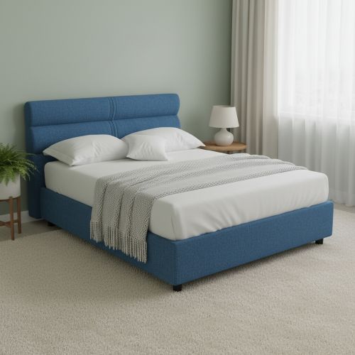 Letto Matrimoniale blu Sfoderabile Contenitore, Dimensione Materasso 160x190 cm Made in Italy - Brienno