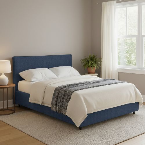 Letto Matrimoniale blu Sfoderabile Contenitore, Dimensione Materasso 160x190 cm - Soliera