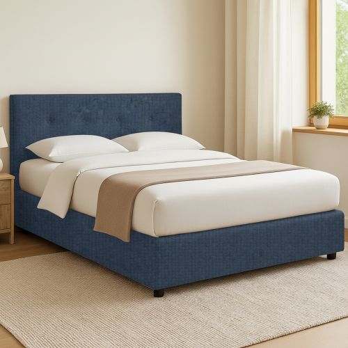 Letto Matrimoniale blu Sfoderabile Contenitore, Dimensione Materasso 160x200 cm - Melilli