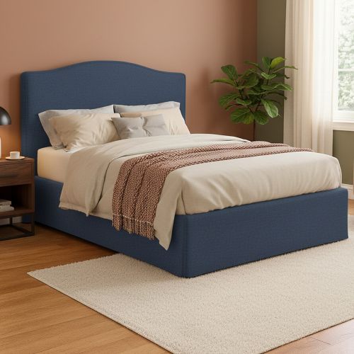 Letto Matrimoniale blu Sfoderabile Contenitore, Dimensione Materasso 160x200 cm - Orgiano