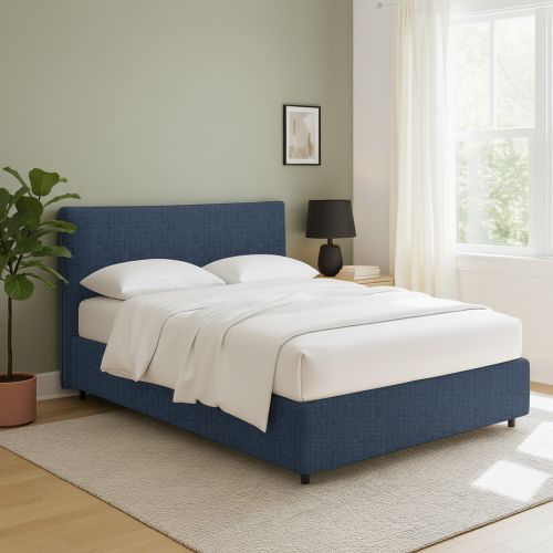 Letto Matrimoniale blu Sfoderabile Contenitore, Dimensione Materasso 160x200 cm - Peia