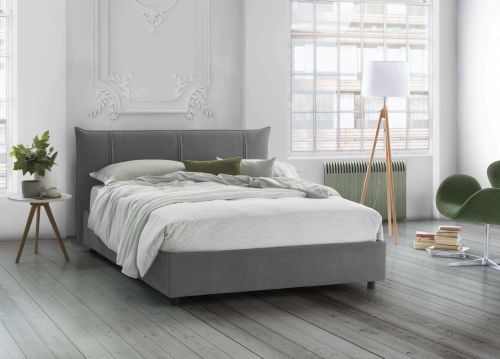 Letto matrimoniale Celeste, Letto contenitore con rivestimento in tessuto, 100% Made in Italy, Apertura frontale, adatto per materasso 160x190 cm, Grigio