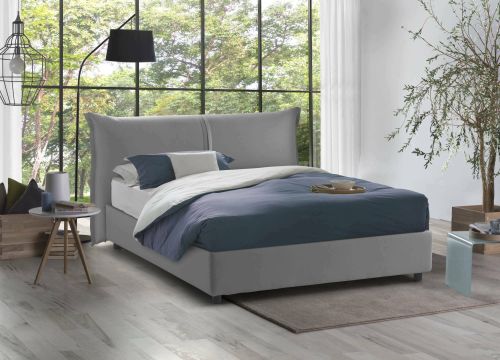 Letto matrimoniale Cesira, Letto contenitore con rivestimento in tessuto, 100% Made in Italy, Apertura frontale, adatto per materasso Cm 160x200, Grigio
