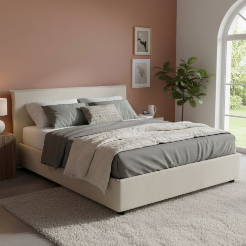 Letto matrimoniale con contenitore beige 175x205cm - Ashlee
