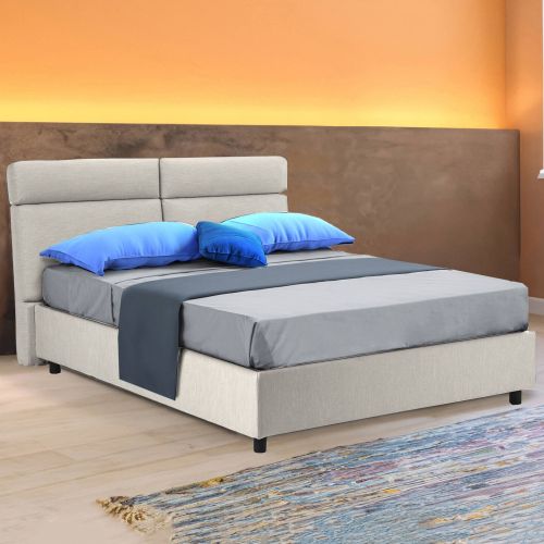 Letto matrimoniale con contenitore beige 177x216cm - Asica