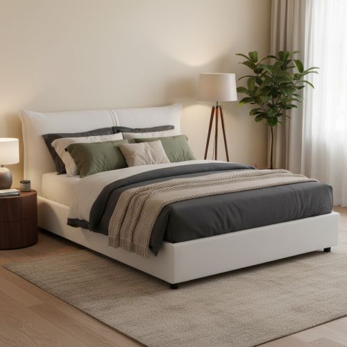 Letto matrimoniale con contenitore bianco 175x205cm - Akio