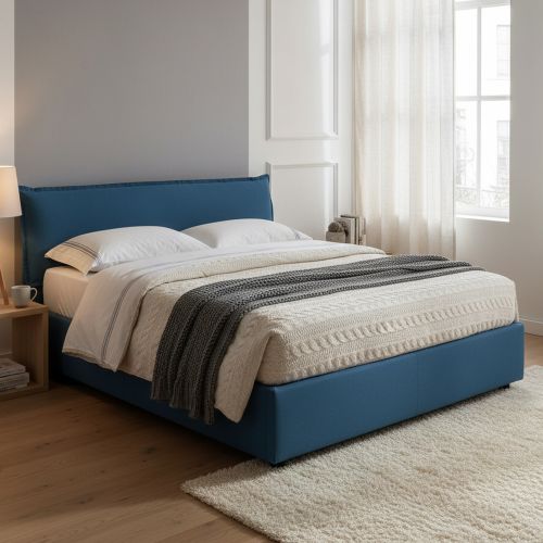 Letto matrimoniale con contenitore blu 175x205cm - Amilcare