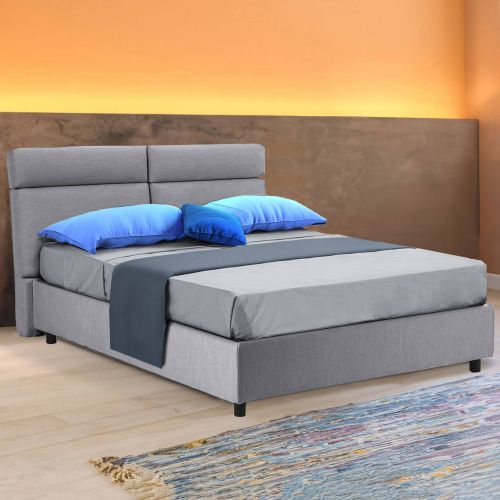 Letto matrimoniale con contenitore grigio 177x216cm - Asica