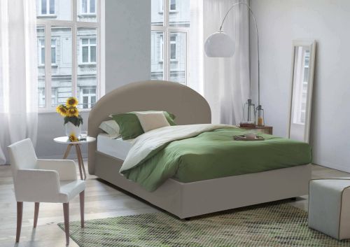 Letto matrimoniale Conny, Letto contenitore con rivestimento in ecopelle, 100% Made in Italy, Apertura frontale, adatto per materasso Cm 160x190, Tortora