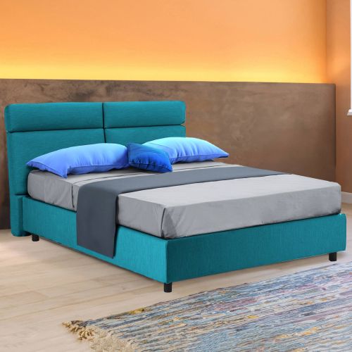 Letto matrimoniale contenitore azzurro 177x226cm struttura in metallo - Ator