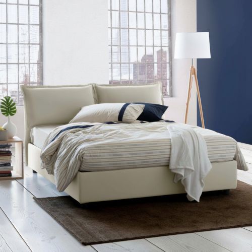 Letto matrimoniale contenitore beige 175x205cm sfoderabile - Anjin