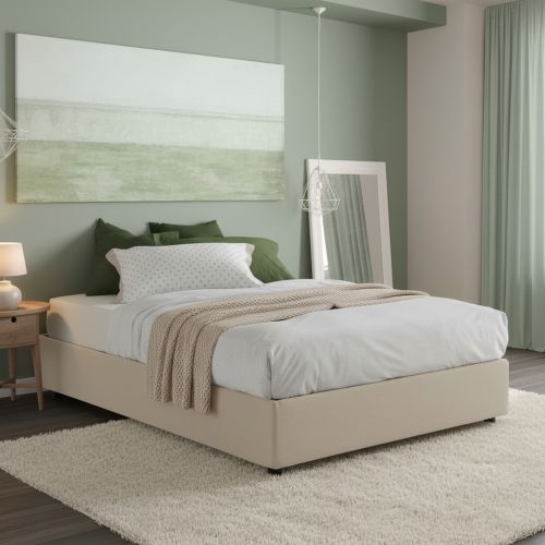 Letto matrimoniale contenitore beige 175x215cm moderno - Alaska