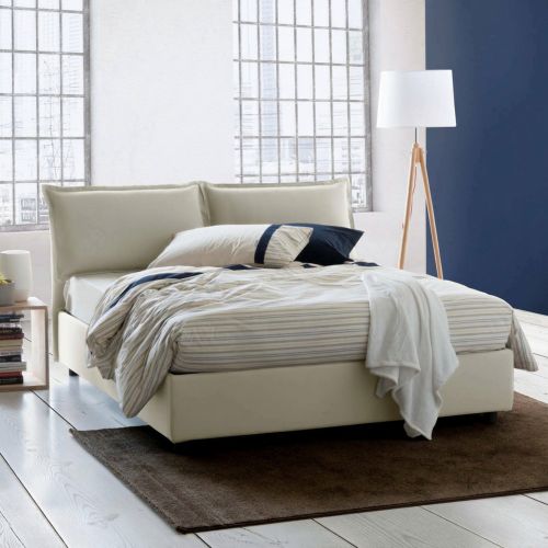 Letto matrimoniale contenitore beige 175x215cm sfoderabile - Aris