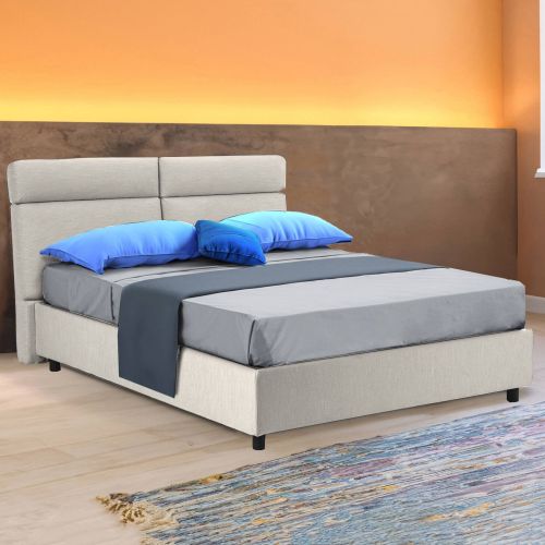 Letto matrimoniale contenitore beige 177x226cm struttura in metallo - Ator