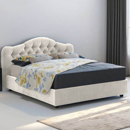 Letto matrimoniale contenitore beige 190x210cm struttura in metallo - Arex
