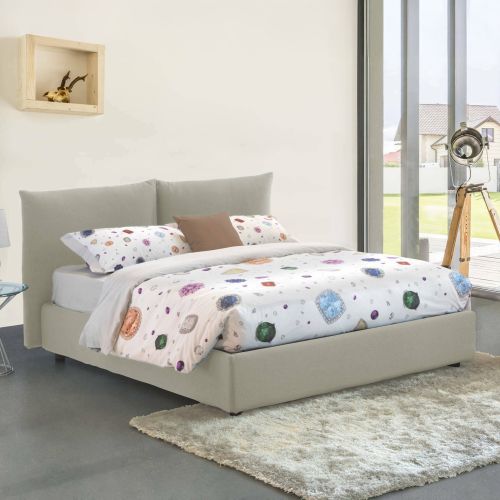 Letto matrimoniale contenitore beige 190x215cm imbottito - Arpino
