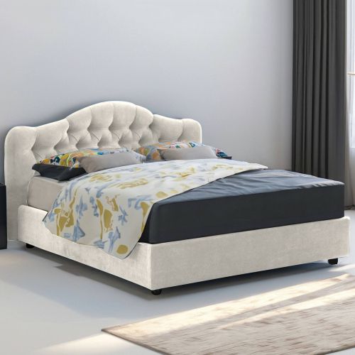 Letto matrimoniale contenitore beige 190x220cm struttura in metallo - Aly