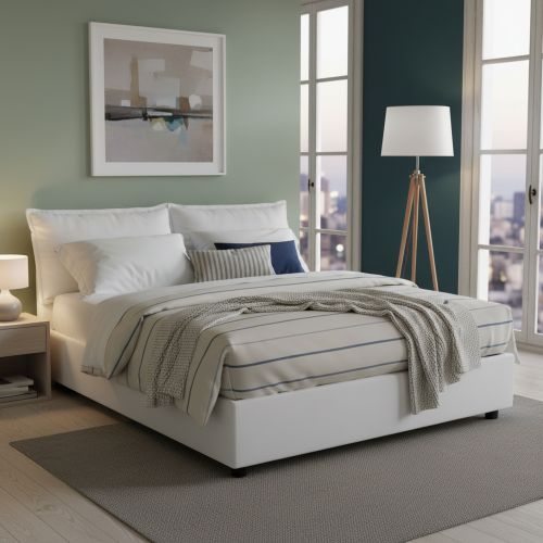 Letto matrimoniale contenitore bianco 175x205cm chic - Amelinda