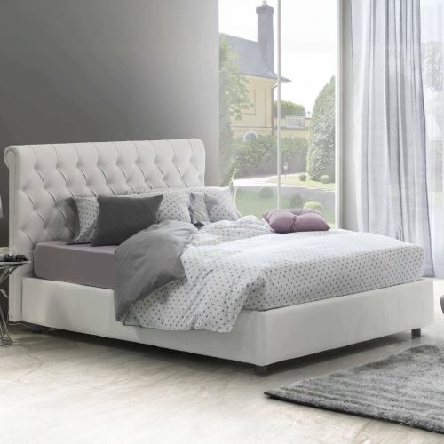 Letto matrimoniale contenitore bianco 175x205cm elegante - Arnorld