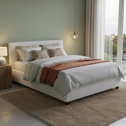 Letto matrimoniale contenitore bianco 175x205cm imbottito - Nessuna