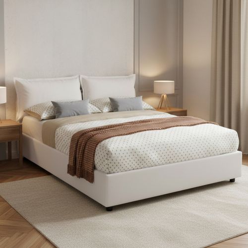 Letto matrimoniale contenitore bianco 175x205cm moderno - Viburno