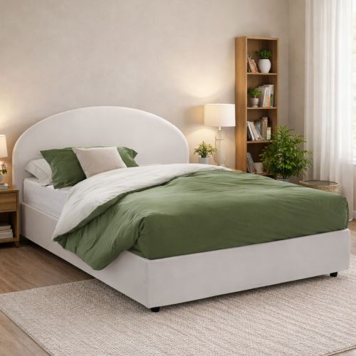 Letto matrimoniale contenitore bianco 175x205cm rivestimeno in ecopelle - Alastorn