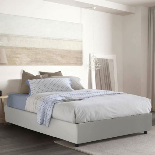 Letto matrimoniale contenitore bianco 175x205cm rivestito in ecopelle - Abul