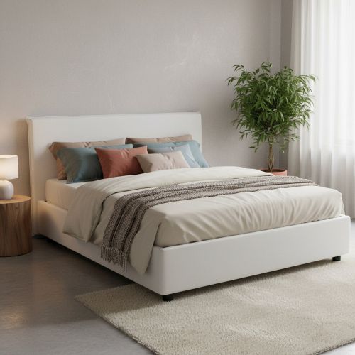 Letto matrimoniale contenitore bianco 175x205cm struttura in legno - Ashlee