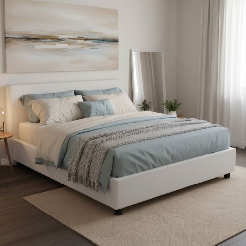 Letto matrimoniale contenitore bianco 175x215cm design - Aluin