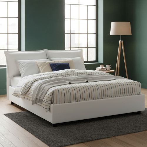 Letto matrimoniale contenitore bianco 175x215cm elegante - Amy