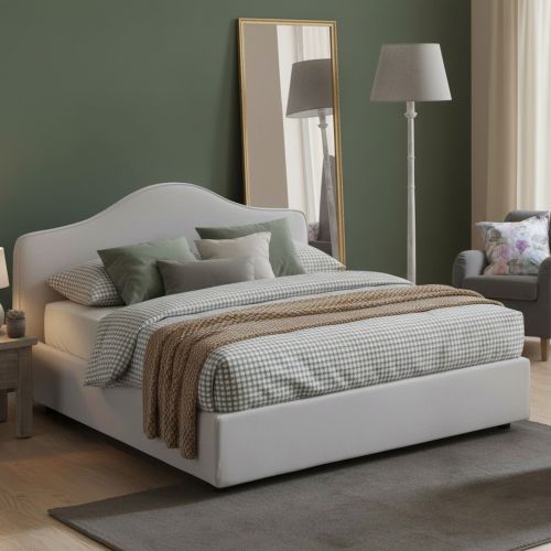 Letto matrimoniale contenitore bianco 175x215cm struttura in legno - Alborella