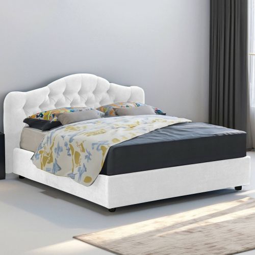 Letto matrimoniale contenitore bianco 190x210cm struttura in metallo - Arex