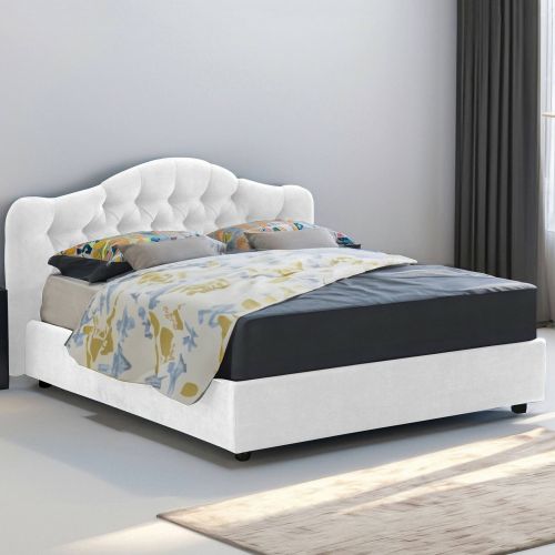 Letto matrimoniale contenitore bianco 190x220cm struttura in metallo - Aly