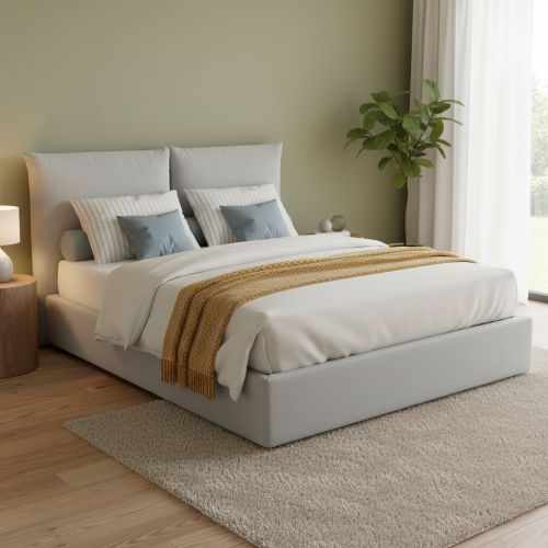 Letto matrimoniale contenitore bianco 190x225cm classico - Aghineo