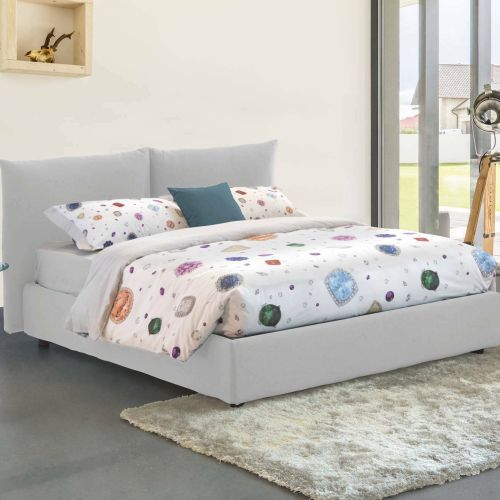 Letto matrimoniale contenitore bianco 190x225cm imbottito - Arcole
