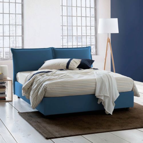 Letto matrimoniale contenitore blu 175x215cm materasso incluso - Amy