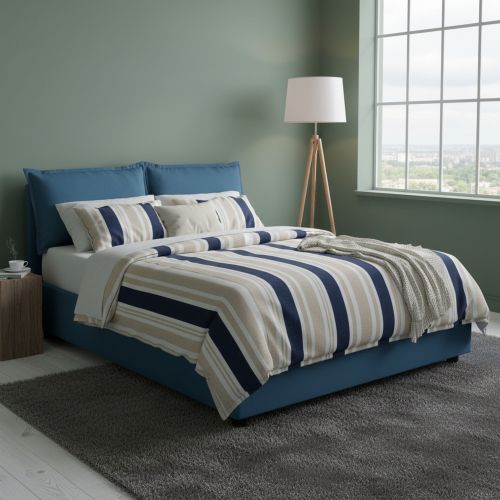 Letto matrimoniale contenitore blu 175x215cm rete inclusa - Aris