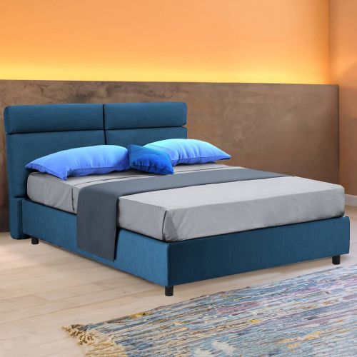 Letto matrimoniale contenitore blu 177x216cm struttura in metallo - Alcatron