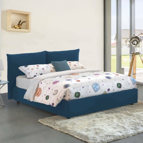 Letto matrimoniale contenitore blu 190x215cm stabile - Arpino